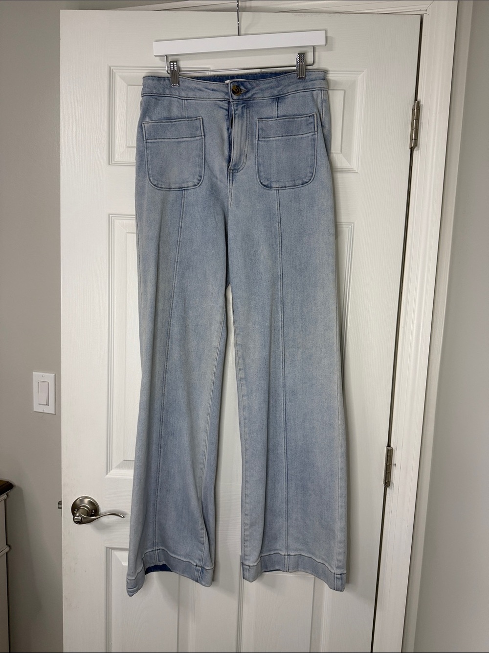 LC Lauren Conrad Light Blue Wide-Leg Jeans with Front Patch Pockets